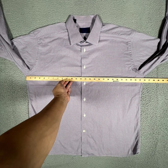 David Donahue Shirt Mens 18.5 34/35 Plaid Button Up 100% Cotton Casual Preppy - Picture 7 of 11